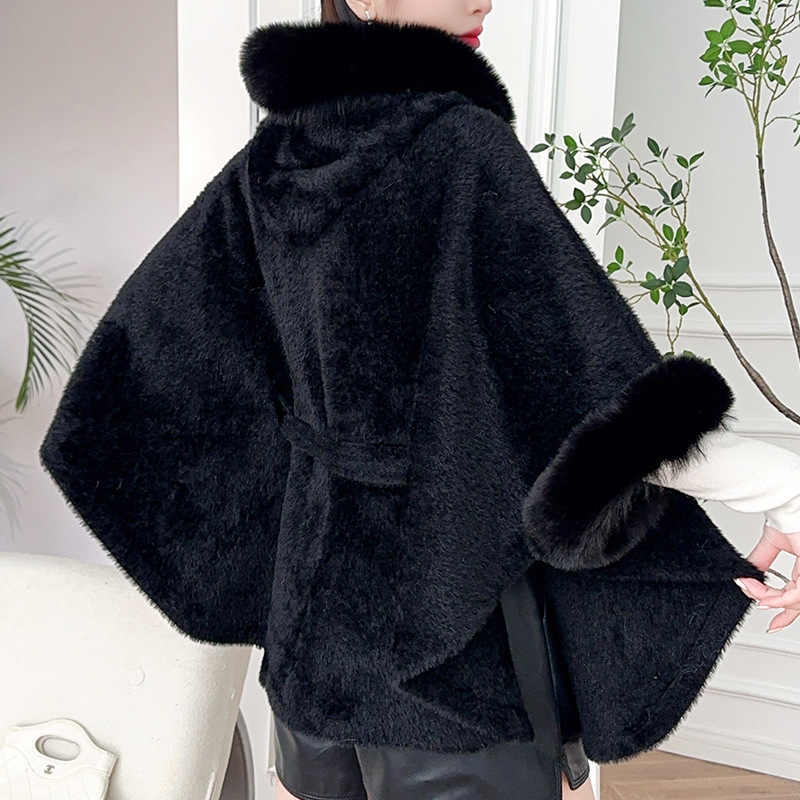 Ženski zimski kaput-šal s dugim rukavima, vlakna od poliestera, jacquard pletenje, održava toplinu, elegantan ženski kardigan stil