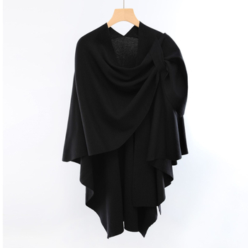 Ženski dijagonalno pleteni šal, jesen-zima moda, monokromatski uzorak, warp pletenje, osnovna vlakna, zadržava toplinu