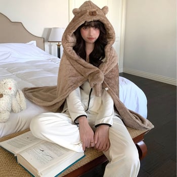 Karikatuurkapuutsiga kate, unisex polüester, warp-knit kangas, soe sügisel-talvel