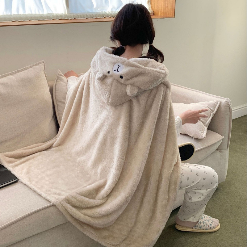 Karikatuurkapuutsiga kate, unisex polüester, warp-knit kangas, soe sügisel-talvel