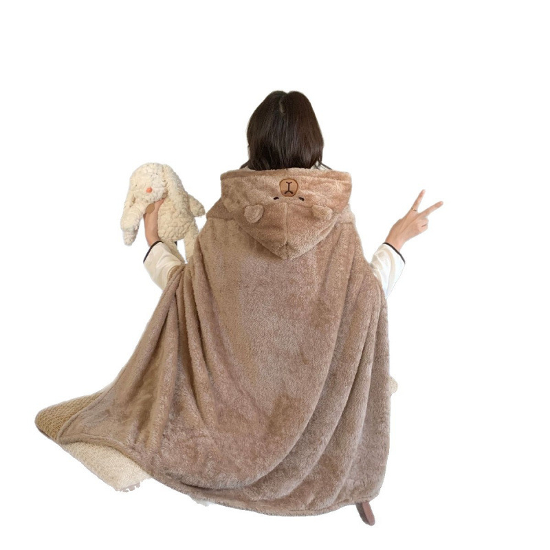 Karikatuurkapuutsiga kate, unisex polüester, warp-knit kangas, soe sügisel-talvel