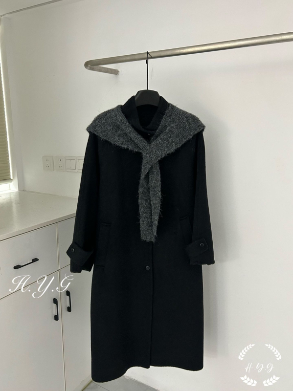 Ženski kaput od alpaka vune, stojeći ovratnik, dugačak kroj, ručno šiveno, 50–70% alpaka vune, japansko-korejski ležerni stil