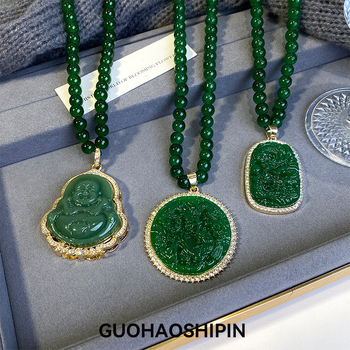 Sievietēm kaklarota ar pūķa un feniksa motīvu, sakausējuma garā džemperķēde ar Liuli kulonu, ģeometrisks plaid raksts