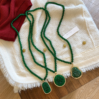 Sievietēm kaklarota ar pūķa un feniksa motīvu, sakausējuma garā džemperķēde ar Liuli kulonu, ģeometrisks plaid raksts