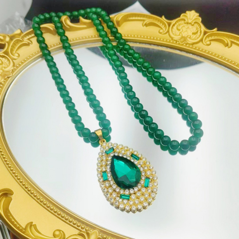 Sievietēm kaklarota ar pūķa un feniksa motīvu, sakausējuma garā džemperķēde ar Liuli kulonu, ģeometrisks plaid raksts