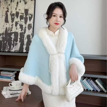 Naistele mõeldud kootud mantel rahvusliku stiiliga, akrüül/sünteetiline vill, džakard-kude, hoiab sooja