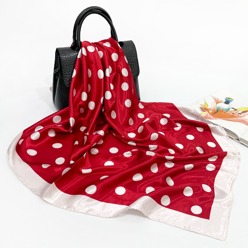 Kvadratni satenski šal s točkama, poliester twill, otisak, ljeto 2024, porijeklo Jinhua