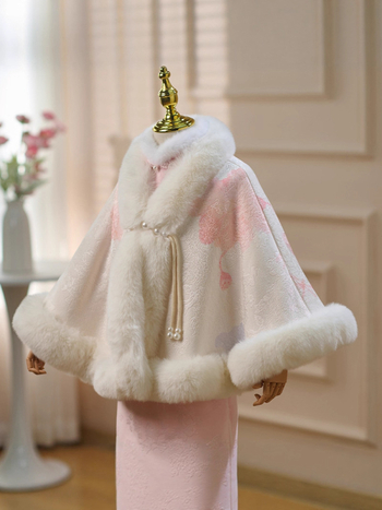 Bērnu pelerīne ar kapuci, bieza ziemas jaka ar fleece iekšējo oderi, poliestera audums ar kokvilnas odere, meitenēm