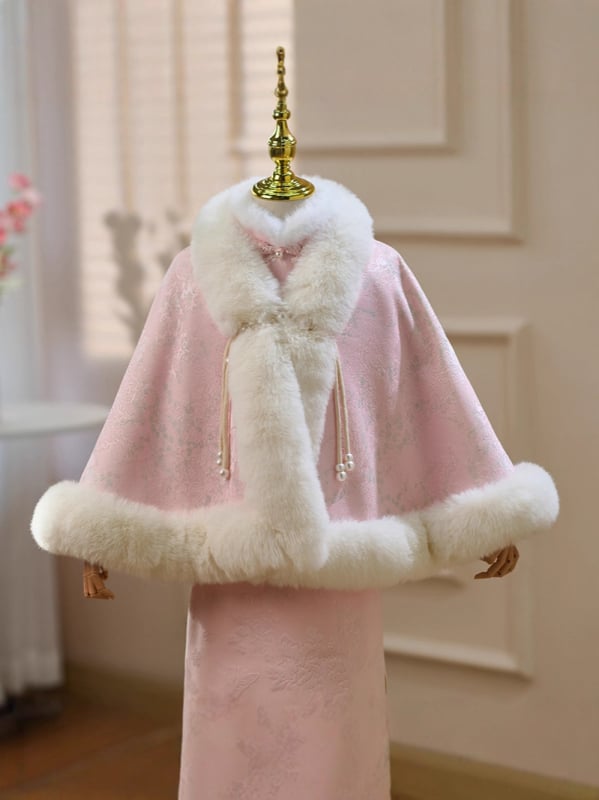 Bērnu pelerīne ar kapuci, bieza ziemas jaka ar fleece iekšējo oderi, poliestera audums ar kokvilnas odere, meitenēm