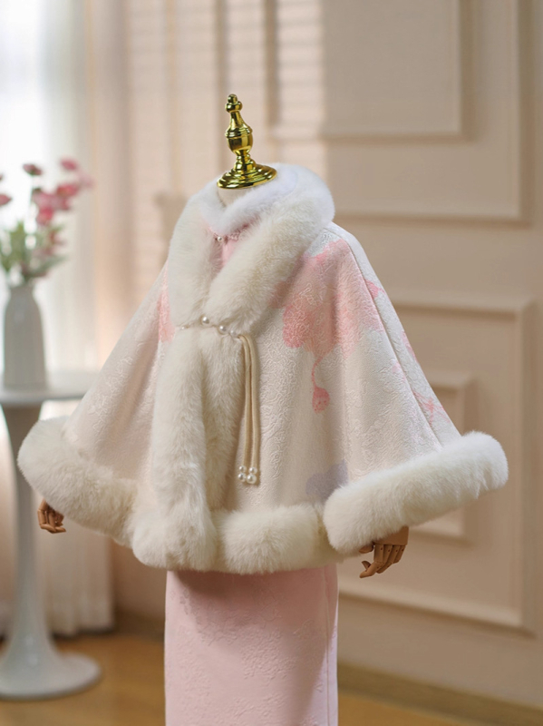 Bērnu pelerīne ar kapuci, bieza ziemas jaka ar fleece iekšējo oderi, poliestera audums ar kokvilnas odere, meitenēm