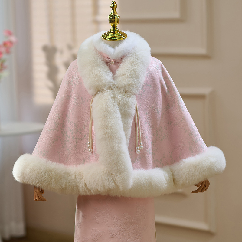 Bērnu pelerīne ar kapuci, bieza ziemas jaka ar fleece iekšējo oderi, poliestera audums ar kokvilnas odere, meitenēm