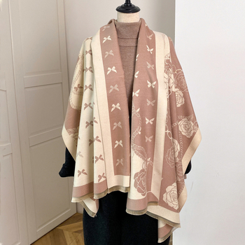 Šál s strapcami – unisex, polyesterové vlákno, warp tkanie, tlač, jeseň