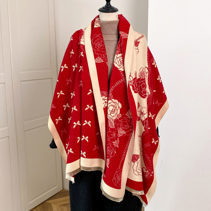 Šál s strapcami – unisex, polyesterové vlákno, warp tkanie, tlač, jeseň