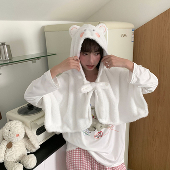 Kapucnasta deka od pliša – satenska tkanina, jednobojni uzorak, za jesen, unisex