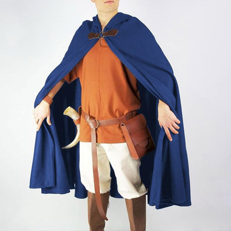 Piratski kapuljačasti kaput za cosplay – srednjovjekovni stil, baršun, pulover stil, topao, jednadobojna boja, obična tkanina – pogodan za zimu, proljeće, jesen