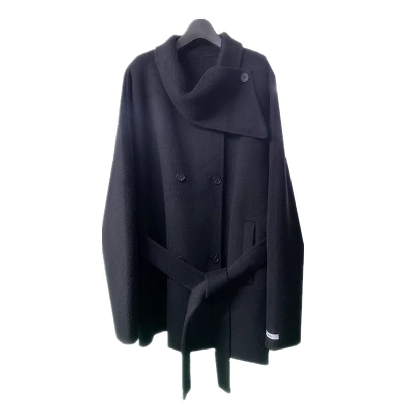 Moterų vilnos paltas su kašmyro mišiniu, vidutinio ilgio, korejiško stiliaus, užsegimas trimis mygtukais.