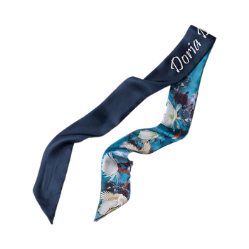 CHEBOTOVA 100% копринен шал – дълга тънка лента за коса и дръжка на чанта, Crepe тъкан, съдържание на коприна над 96%