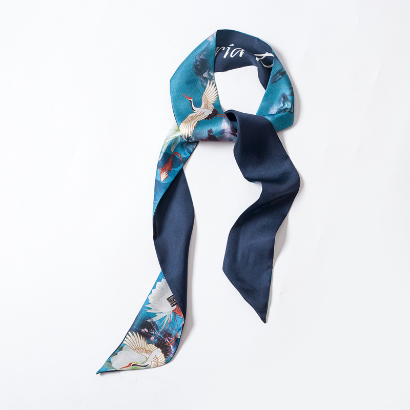 CHEBOTOVA 100% копринен шал – дълга тънка лента за коса и дръжка на чанта, Crepe тъкан, съдържание на коприна над 96%