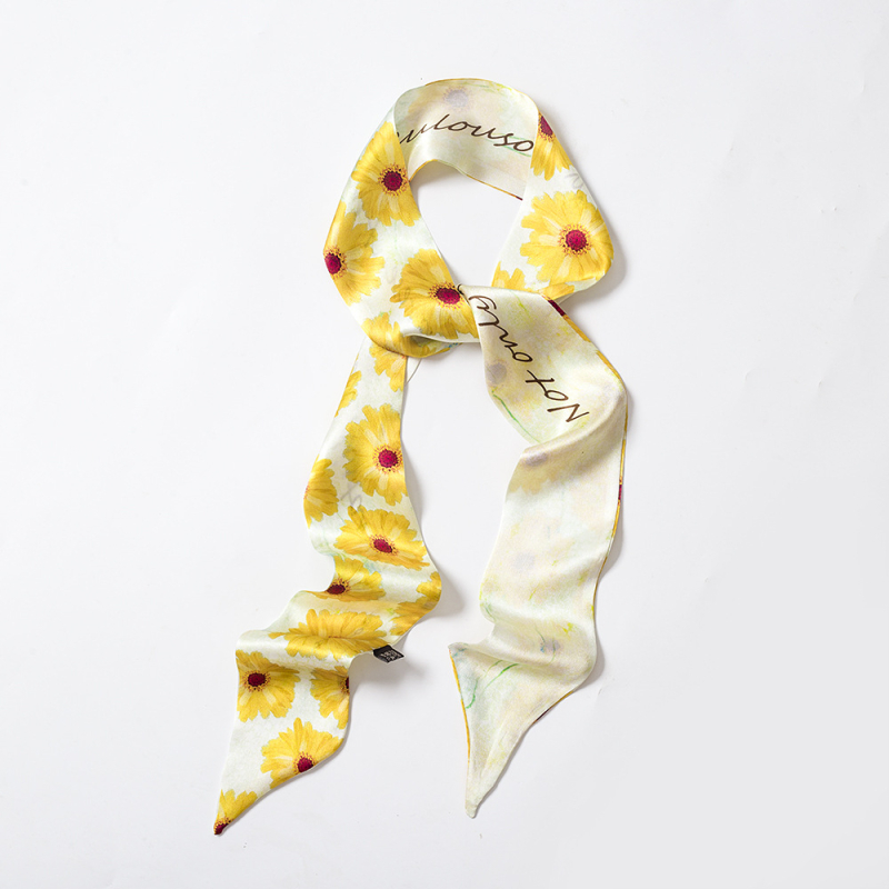 CHEBOTOVA 100% копринен шал – дълга тънка лента за коса и дръжка на чанта, Crepe тъкан, съдържание на коприна над 96%