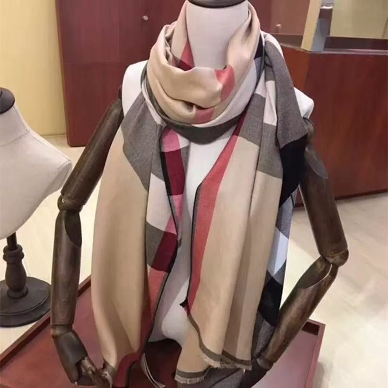 Двуфункционален шал със британски кариран дизайн и диамантен модел, имитационен кашмир