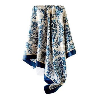 Kvadratni šal od imitacije svile s retro uzorkom, twill tkanina, poliester materijal, sadržaj poliester više od 96%, otisak