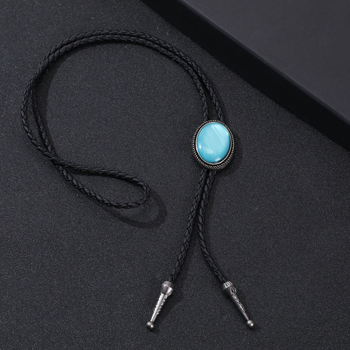 Pikk kaelakee kivipendliga, geomeetriline sulam lüli, retro stiil, unisex