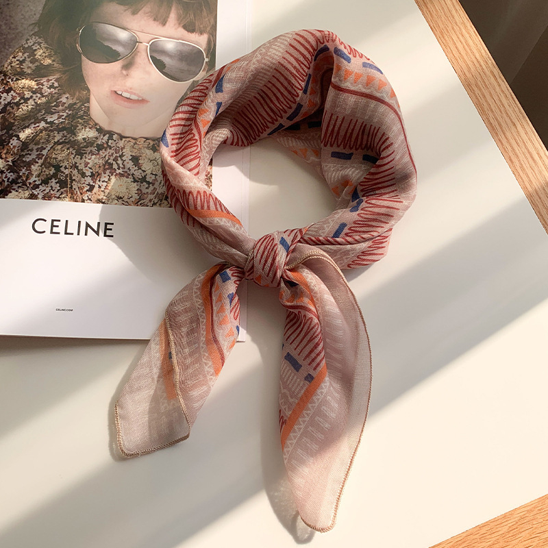 Kvadratni šal od poliestera s retro printom cashew flower, proljeće 2025, tisak, gradski stil