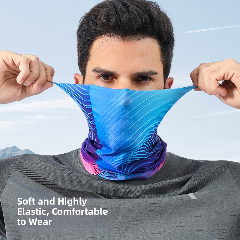 Cyklistická maska s vonkajším šálom na hlavu, chladivý Ice Silk materiál, rýchloschnúci nákrčník na ochranu pred slnkom — polyester, značka 0717, unisex, skladom, možnosť personalizácie