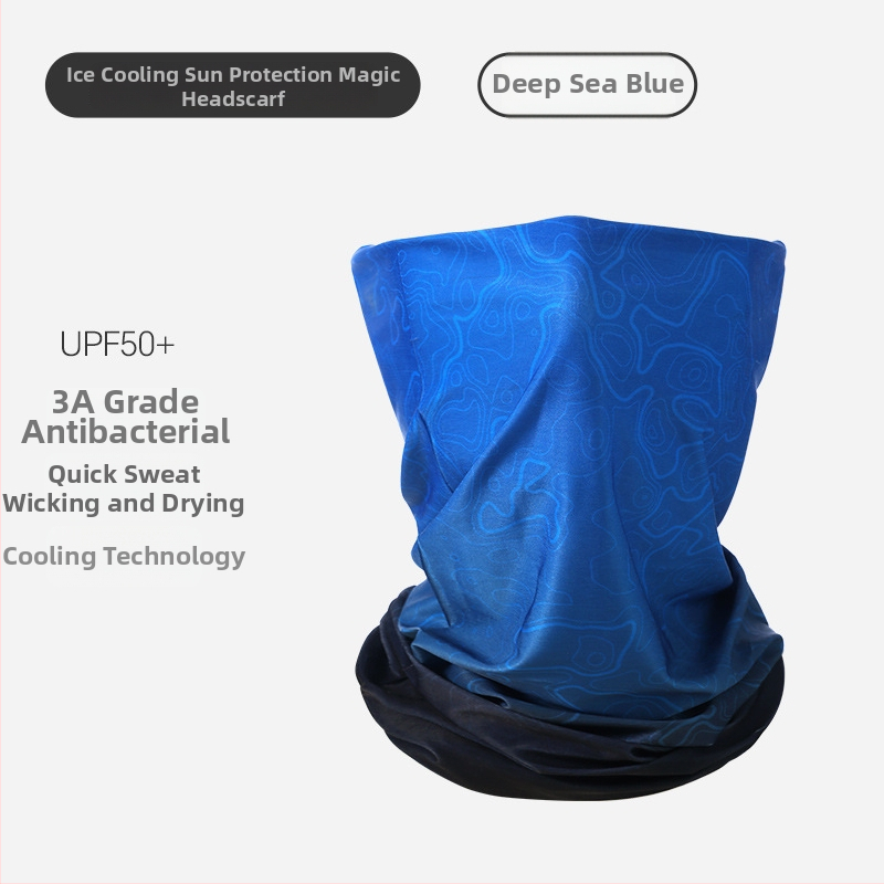 Cyklistická maska s vonkajším šálom na hlavu, chladivý Ice Silk materiál, rýchloschnúci nákrčník na ochranu pred slnkom — polyester, značka 0717, unisex, skladom, možnosť personalizácie