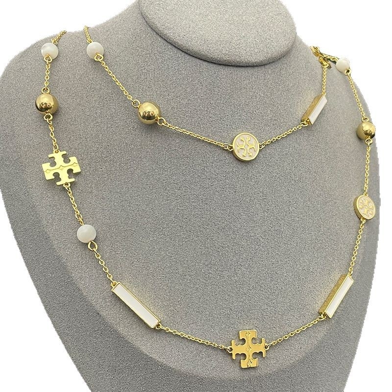 Set ogrlice i narukvice s dvostrukim T logom, emajl, bakar, elektroplatina, O-ogrlica, rhinestones privjesak