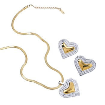 Set colier cu pandantiv în formă de stea cu cinci colțuri — oțel inoxidabil, lanț lamelar, pandantiv cu pietre încrustate mixte, model inimă/picătură de apă/clopot, cercei incluși