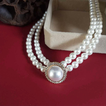 Set ogrlice i naušnica s dijamantno ukrašenim staklenim biserima, višeslojni nakit od legure, elektroplatiranje, retro stil za žene