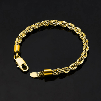 Muški set nakita: 6 mm titan čelik, pozlata 18K, twist lanac — set ogrlice i narukvice s geometrijskim privjeskom