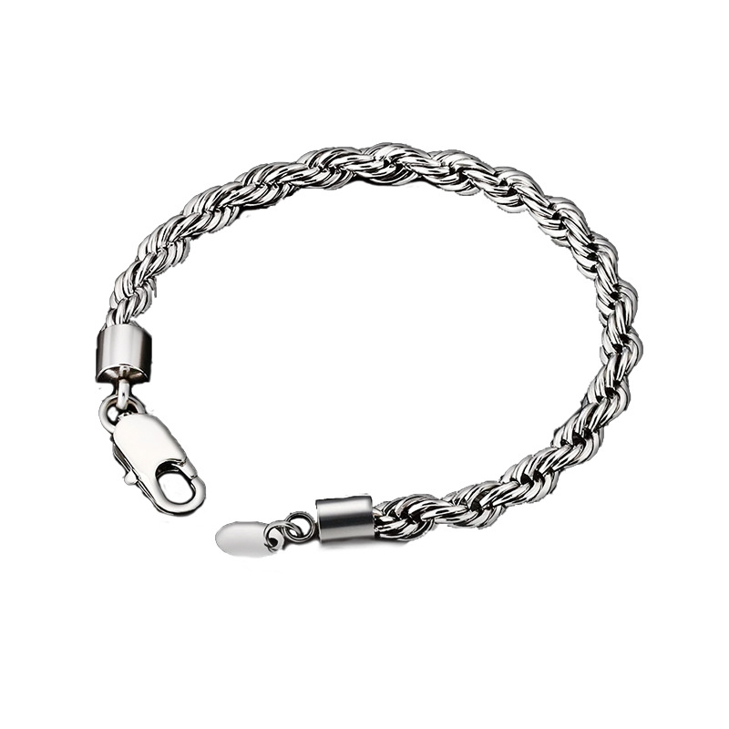 Muški set nakita: 6 mm titan čelik, pozlata 18K, twist lanac — set ogrlice i narukvice s geometrijskim privjeskom