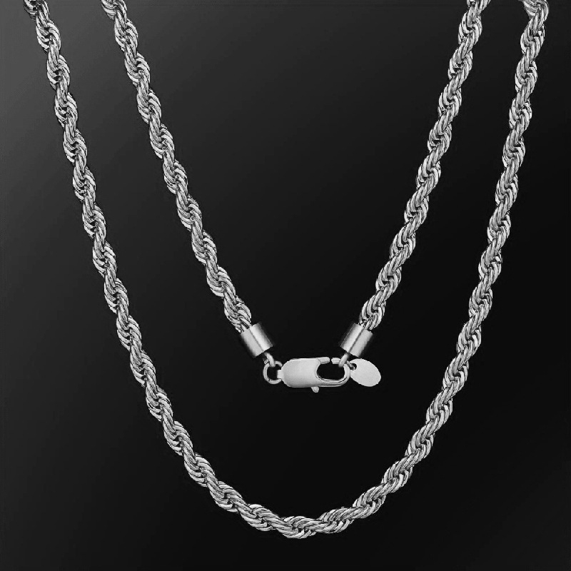 Muški set nakita: 6 mm titan čelik, pozlata 18K, twist lanac — set ogrlice i narukvice s geometrijskim privjeskom