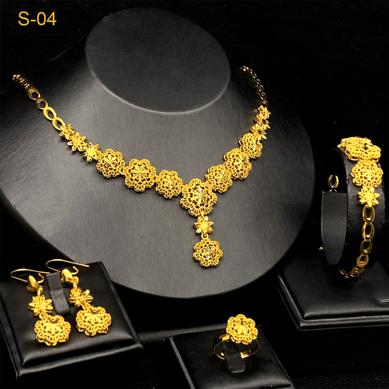 Eunice nakit set: naušnice, ogrlica i dodatak za ruku; legura; 24K zlatni premaz; produžena lanac; moderan svakodnevni stil