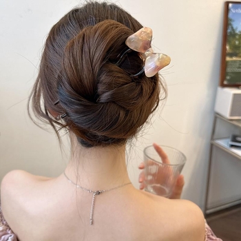 U-oblika spona za kosu, retro stil s mašnicom; materijal: akril; pakiranje: na veliko; prilagodba: da