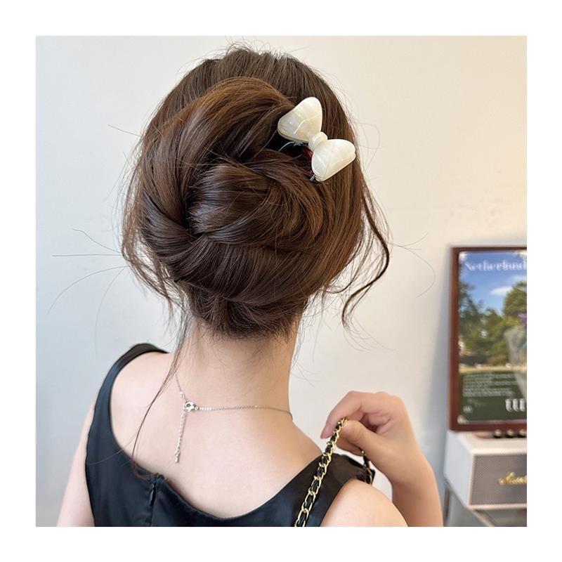 U-oblika spona za kosu, retro stil s mašnicom; materijal: akril; pakiranje: na veliko; prilagodba: da