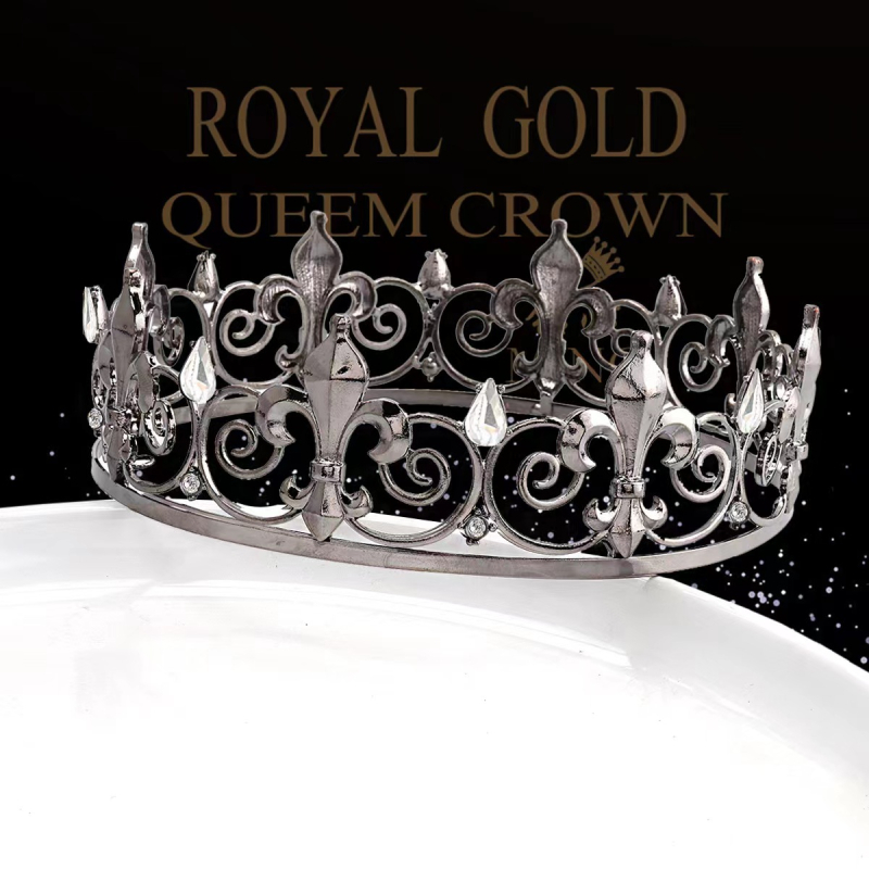 Krona za glavu od legure, oblik vrha pištolju, unisex, retro stil, elektroplatiranje; visina 5,5 cm, promjer 17 cm, težina 165 g.