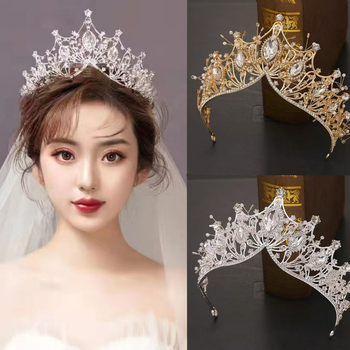 Diadem od legure s K9, kristali, elektroplatiranje, korejski stil, svadbeni dodatak za mladenku