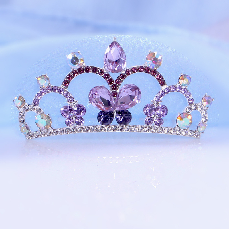 Dječja kruna-češalj za kosu s kristalima i leptirima, pastoralni stil, korona i leptiri