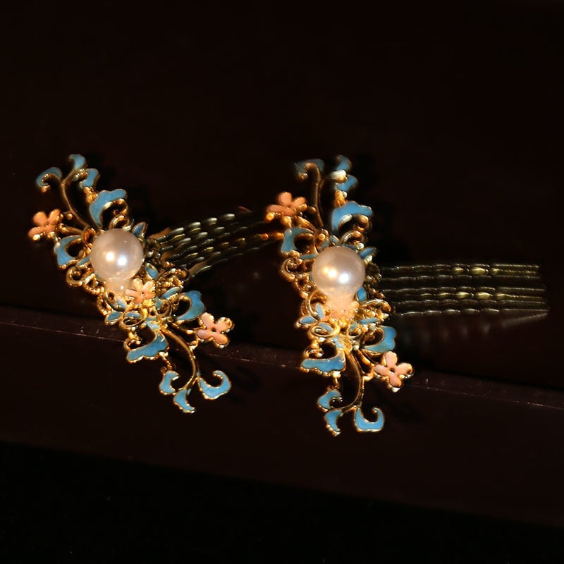 Минг-стил Феникс корона за коса – комплект за ханфу сватба, ръчна изработка, сплав, корона форма, детски дворцов стил