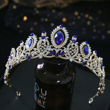 Vjenčana kruna za kosu u europskom stilu, legura s kristalima, elektroplatiranje