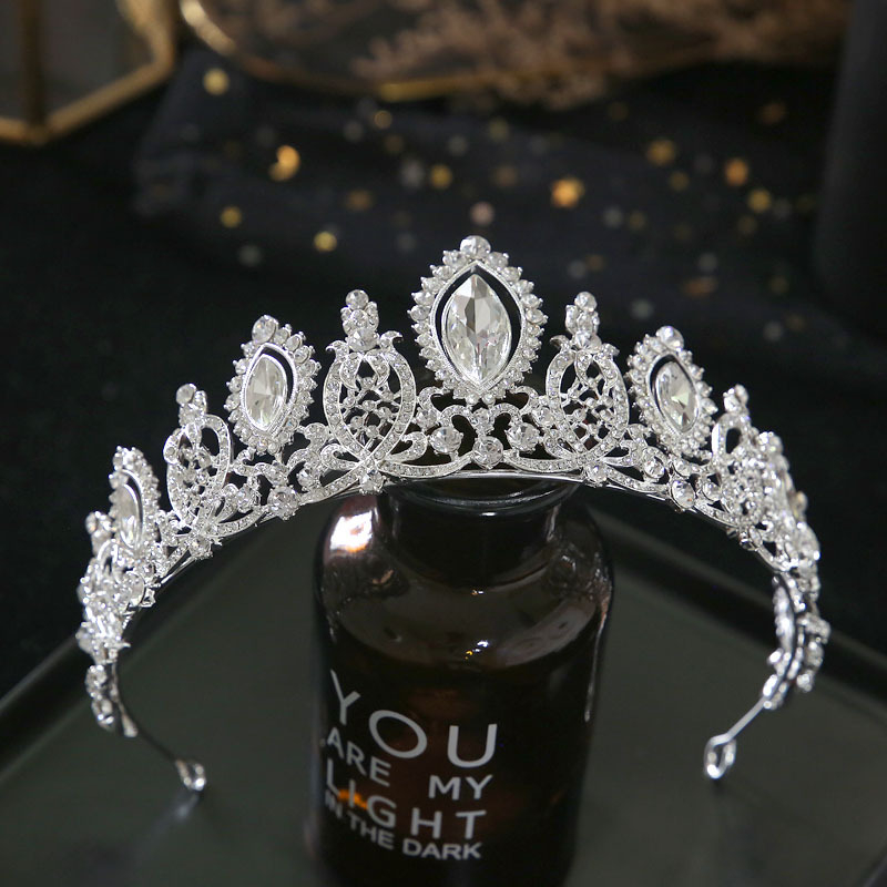 Vjenčana kruna za kosu u europskom stilu, legura s kristalima, elektroplatiranje