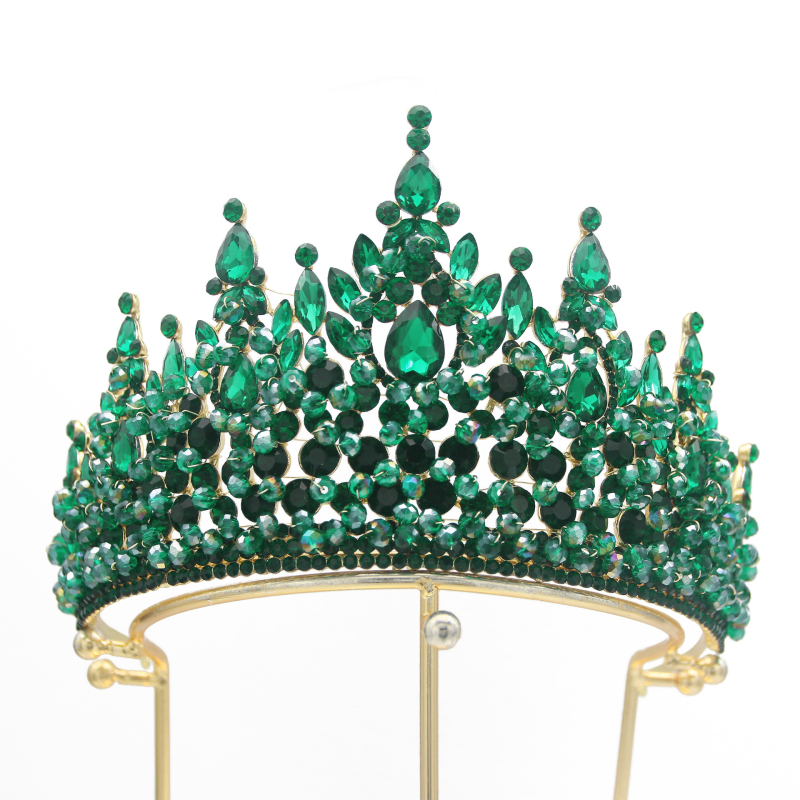 Barokna kruna za kosu za nevjeste, od legure, kristali 5A i stakleni kristali, elektroplatirano