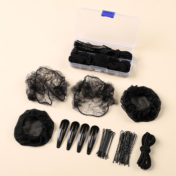 Детски аксесоари за прическа за танци — ръчна изработка, мрежеста кок прическа с У-образна щипка, решетъчна шарка, странични щипки за коса, индивидуално опаковано