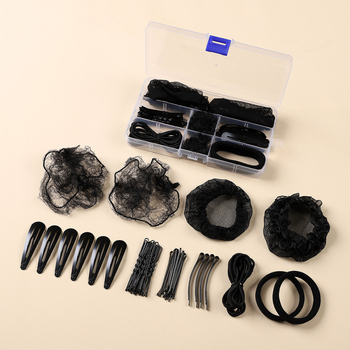 Детски аксесоари за прическа за танци — ръчна изработка, мрежеста кок прическа с У-образна щипка, решетъчна шарка, странични щипки за коса, индивидуално опаковано