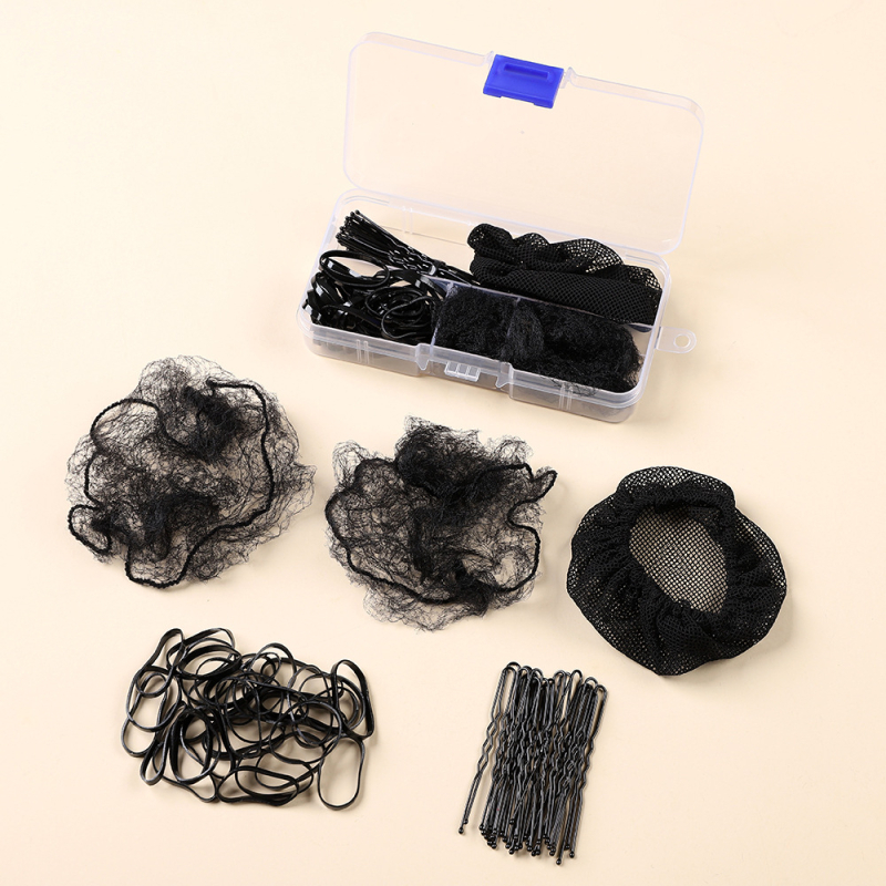 Детски аксесоари за прическа за танци — ръчна изработка, мрежеста кок прическа с У-образна щипка, решетъчна шарка, странични щипки за коса, индивидуално опаковано