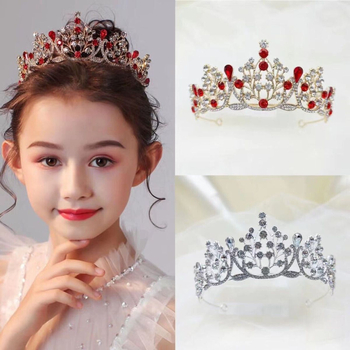 Barokni dječji tiara za kosu, zlitina, bijeli kristali, ručno izrađeno