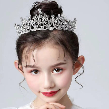 Barokni dječji tiara za kosu, zlitina, bijeli kristali, ručno izrađeno